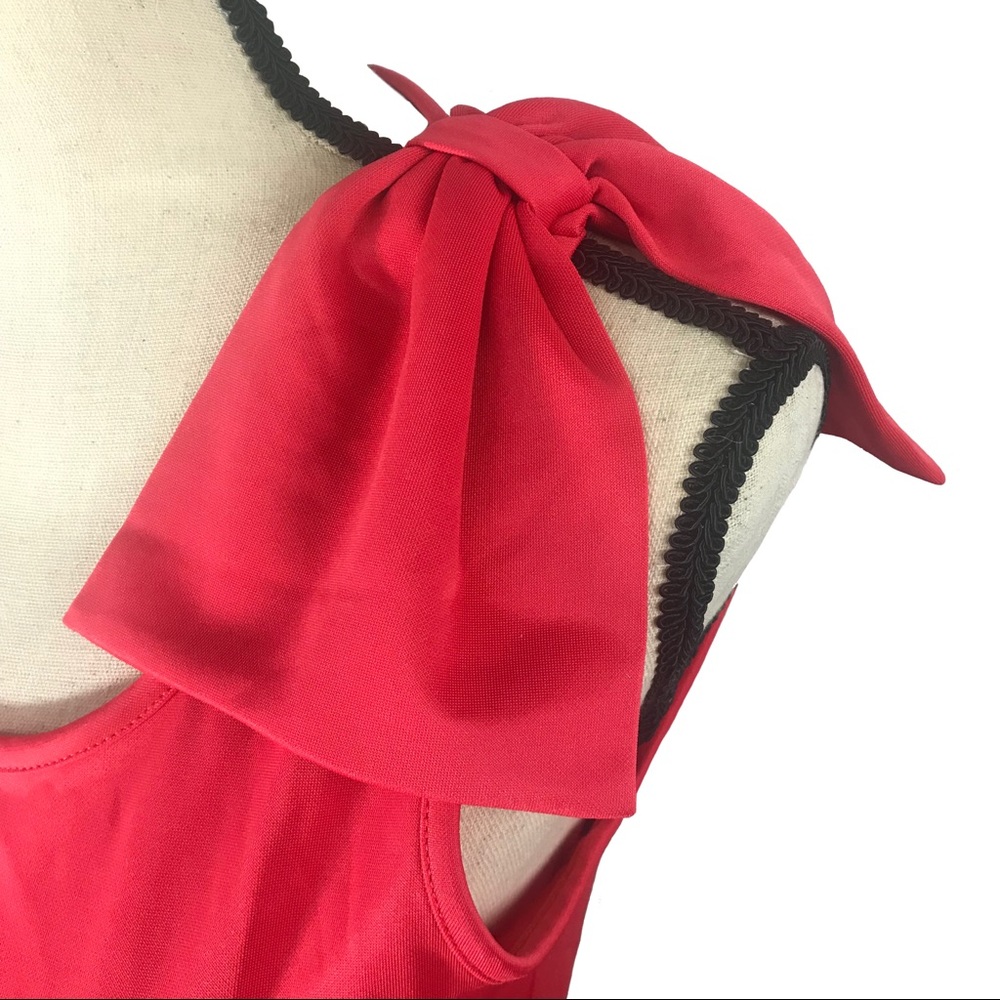 Coral Peplum Top with Bows - Picture 2 of 2